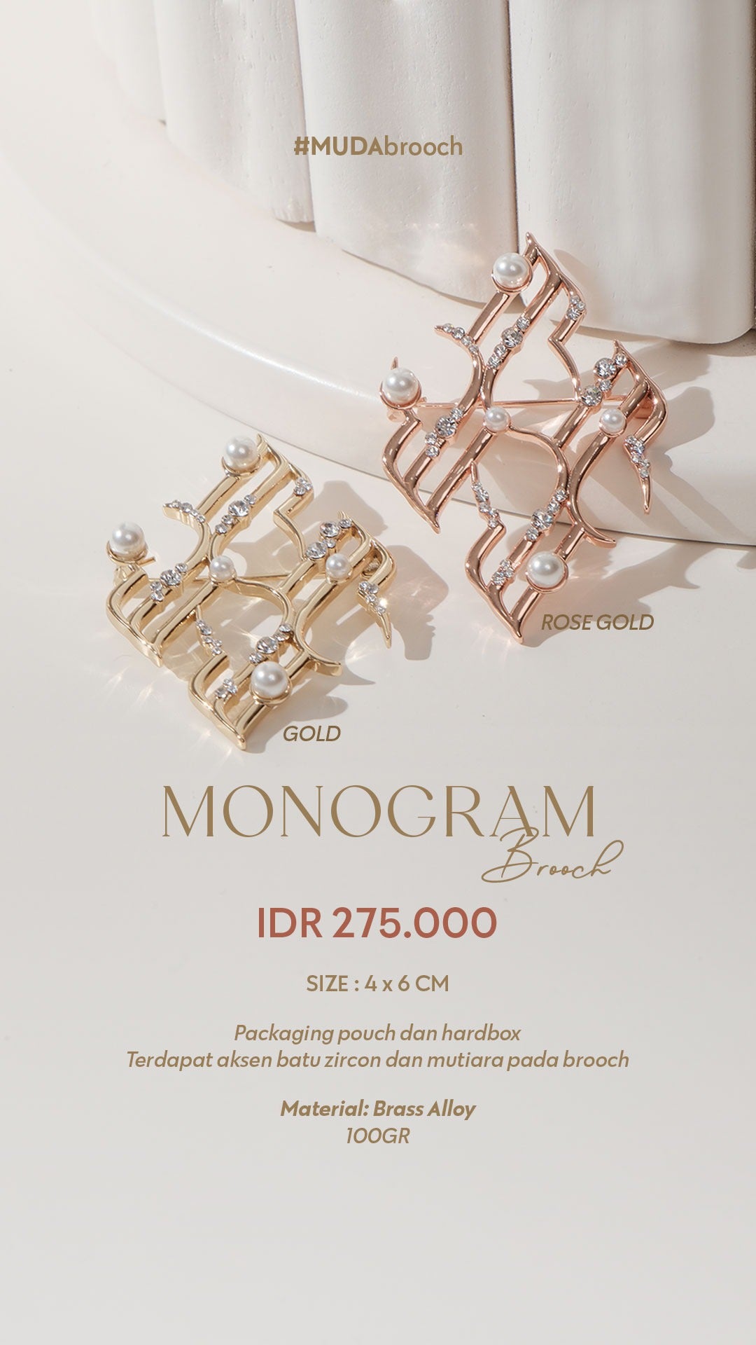 MONOGRAM BROOCH 1 - ROSEGOLD